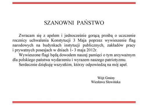 Apel o wywieszenie flag